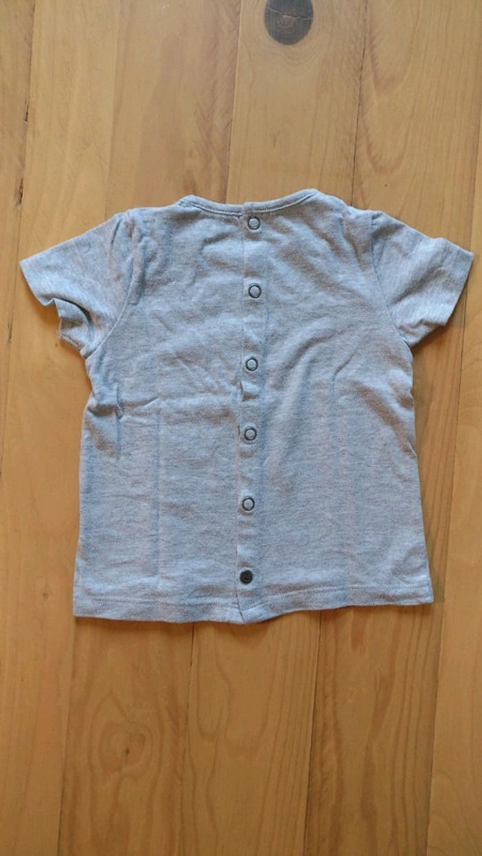 Ensemble salopette rose/T-shirt gris taille 9 mois orchestra - photo numéro 3