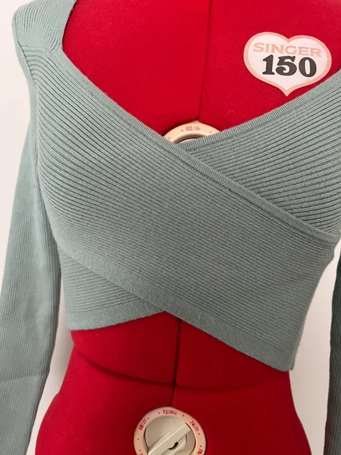 Pull croisé bleu pastel Undiz - photo numéro 2