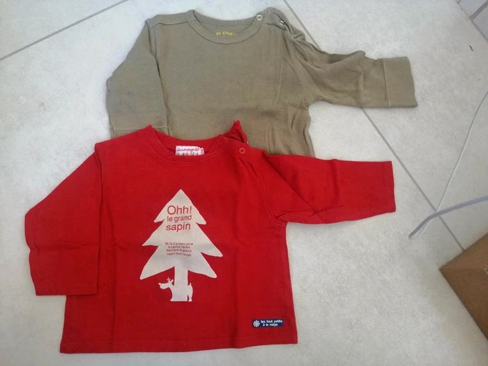 Lot de 2 t-shirts manches longues 12 mois