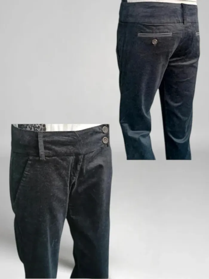 Pantalon effet velours PINKO , large évasé, T basse ceinturé ,texture extensible ,coton et rayon - photo numéro 5