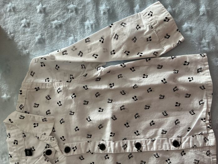 chemise manches longues blanc motifs notes de musique noir 23 mois - photo numéro 3