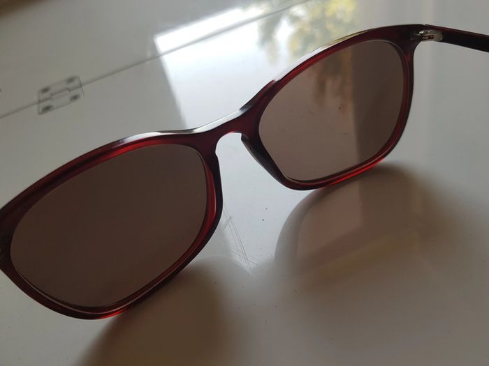 Monture de lunettes de soleil brun rouge - photo numéro 6