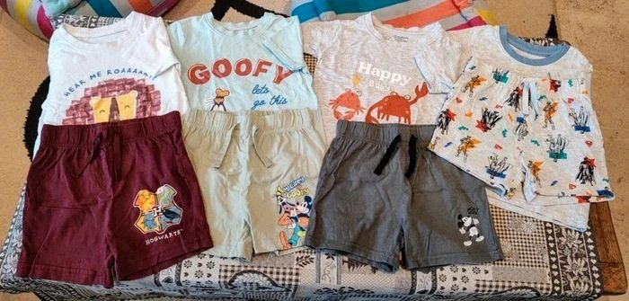 Lot de 4 🧸 ensembles 🌿 short et tee shirt 🎈 pour éte 🐦 18 à 24 mois 🐦 - photo numéro 2