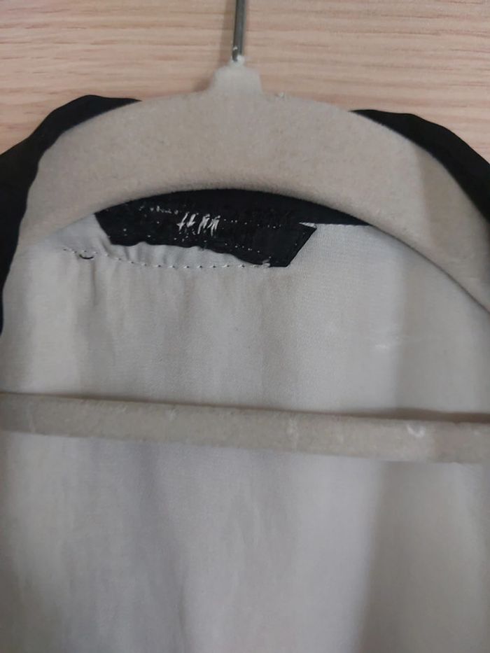 Chemise bicolore satiné noire creme - photo numéro 2