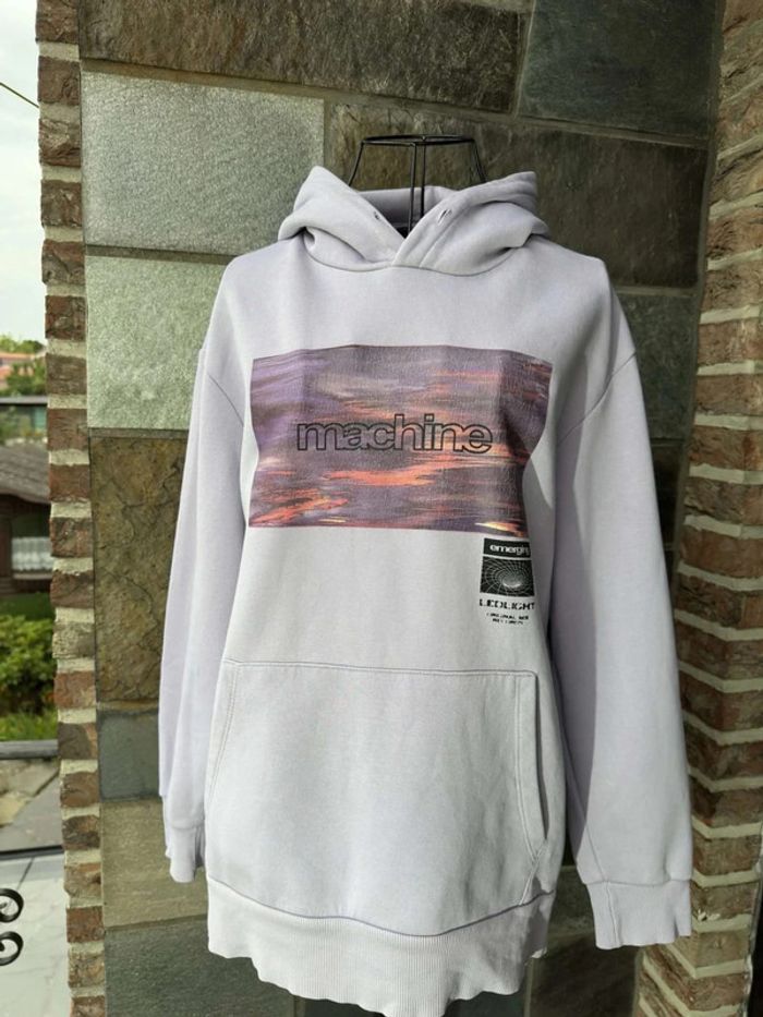 Sweat mauve à capuche à motifs Bershka Taille S / 36 - photo numéro 2