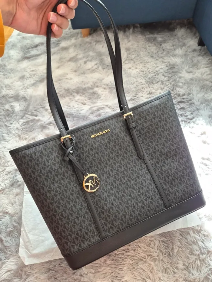 Sac Michael Kors – Tote Jet Set Travel – Noir Monogramme - photo numéro 2