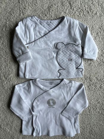 Lot de 2 gilet Obaïbi ourson blanc 6M