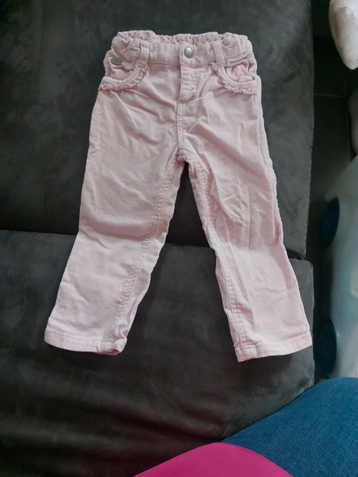 Pantalon rose velour cottelé