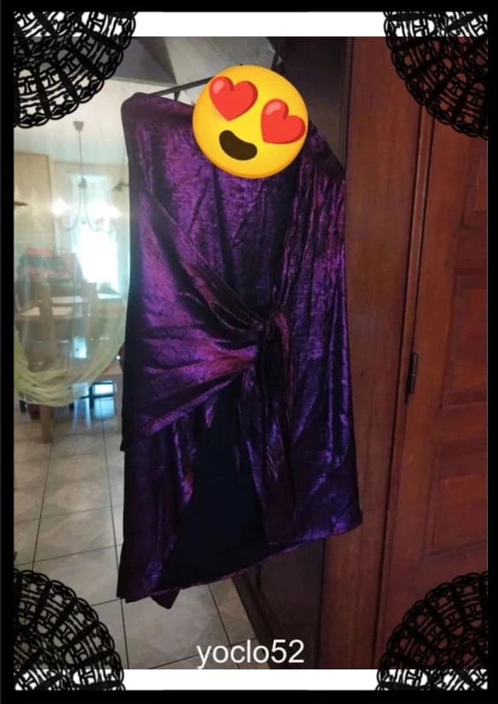Jupe longue violette satin neuve taille S/36 - photo numéro 8