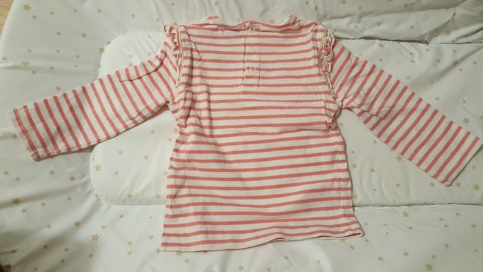 Tee shirt rayé rose et blanc 18 mois - photo numéro 2