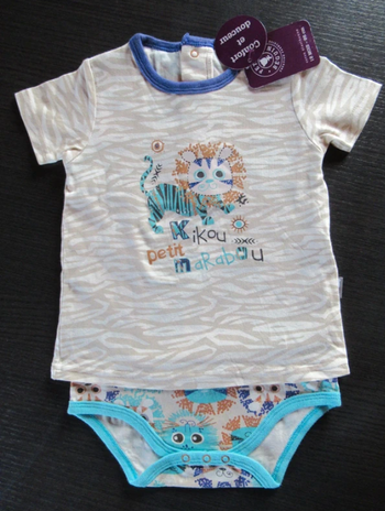 Bodie (body) avec tee-shirt Petit Béguin garçon 18 mois neuf motif tigre