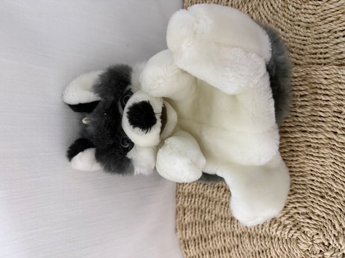 Doudou marionnette chien loup gris blanc - photo numéro 2