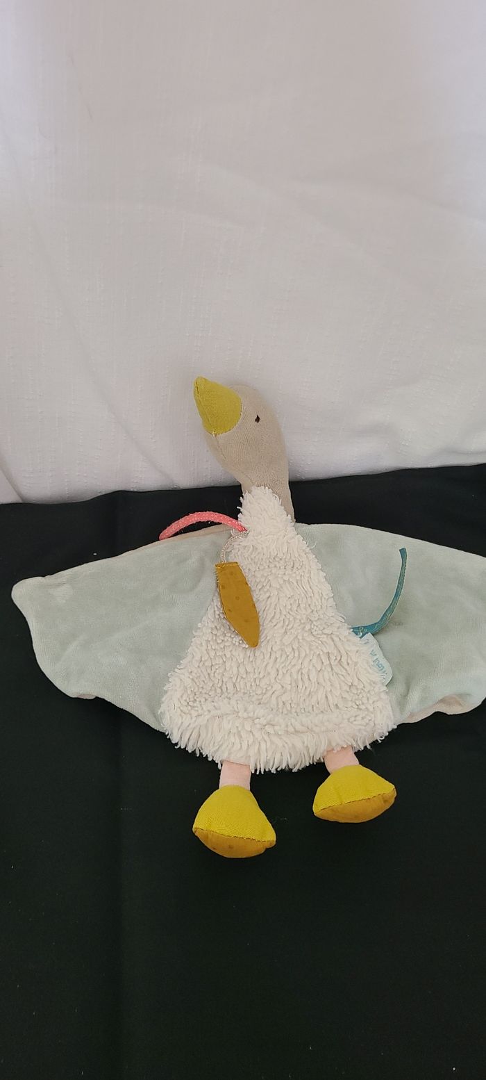 Doudou Moulin Roty Le Voyage d'Olga Oie Blanc Vert Jaune Plat - photo numéro 4