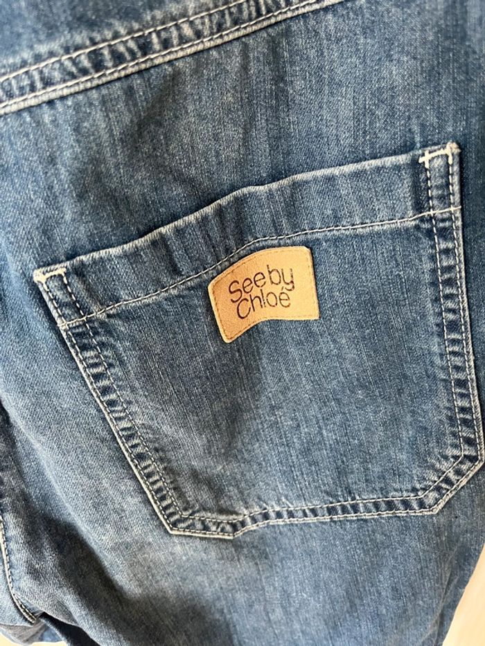 Combishort combinaison en jean See by Chloé – manches longues, ceinture à nouer, taille 38/40 - photo numéro 5
