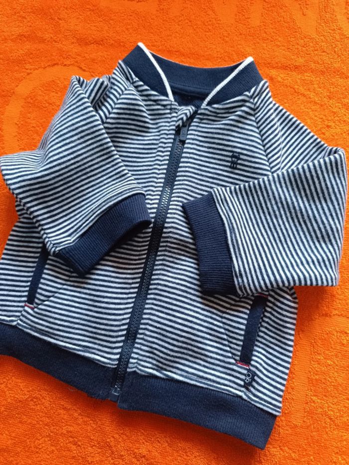 Veste sweat zippée rayé Obaïbi 6 mois - photo numéro 5