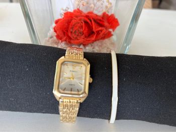 Ximili montre blanche dorée et bracelet acier inoxydable