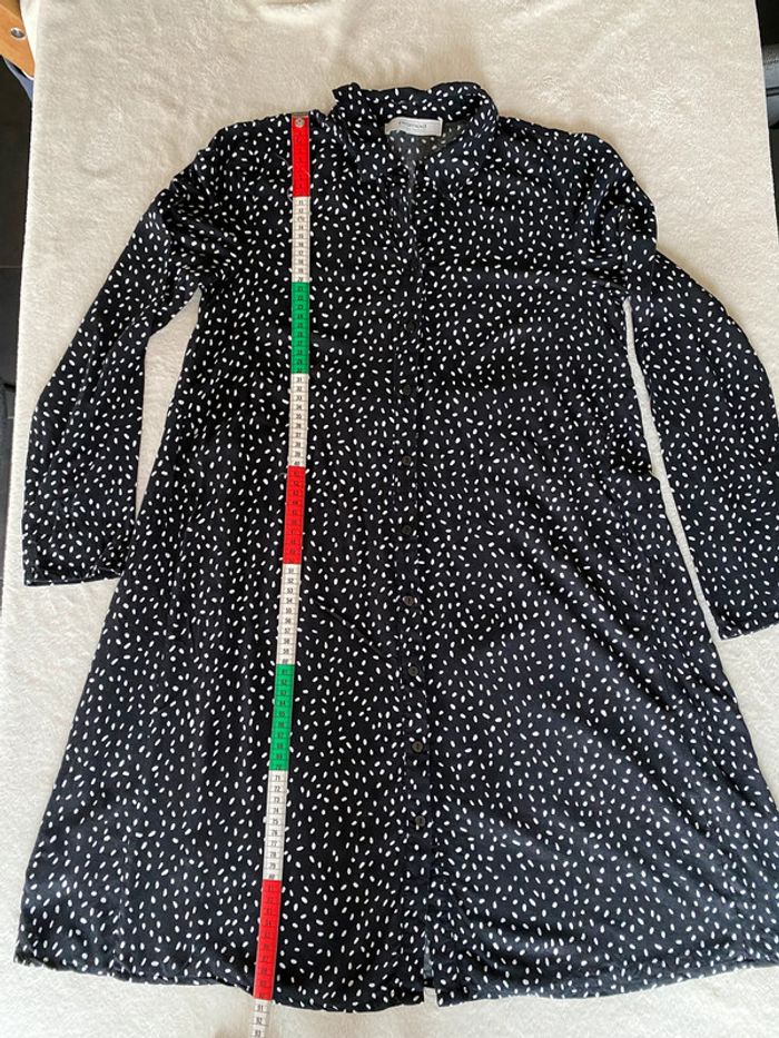 Robe chemise Promod noire à pois blanc avec ceinture taille 34 - photo numéro 12