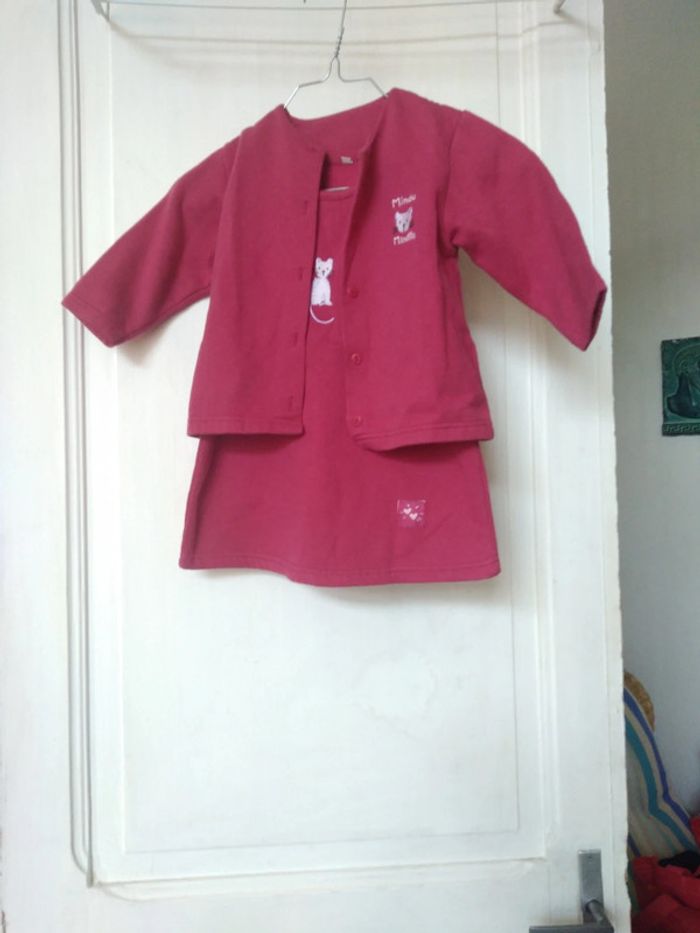 Superbe ensemble robe et gilet motif chat - photo numéro 2