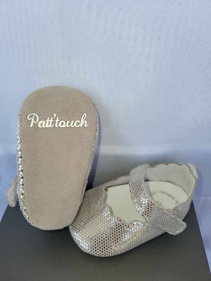 Chaussures ballerine bébé en cuir argent Point 16 Made in 🇨🇵 - photo numéro 2
