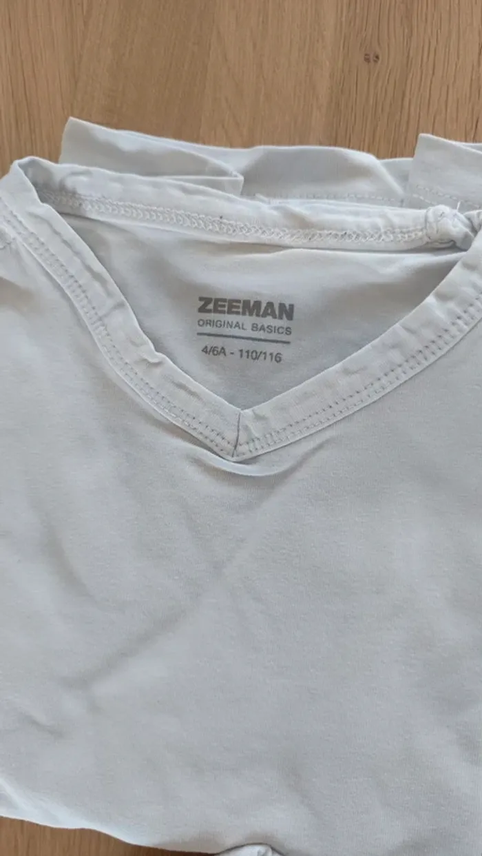 Lot de 3 tee shirt manches longues blancs maillot de corps Zeeman 4/6ans - photo numéro 2