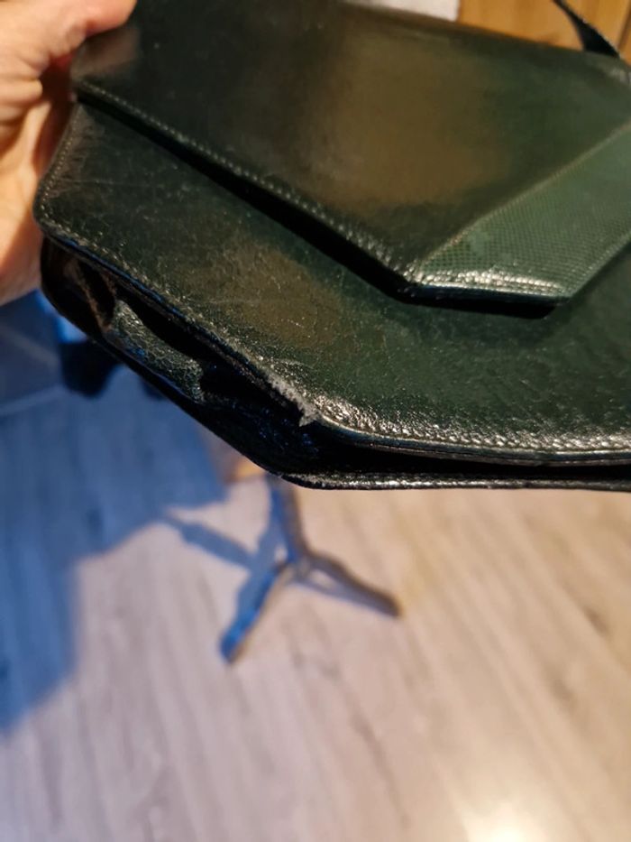 Petit sac vert bouteille vintage années 80 - photo numéro 5