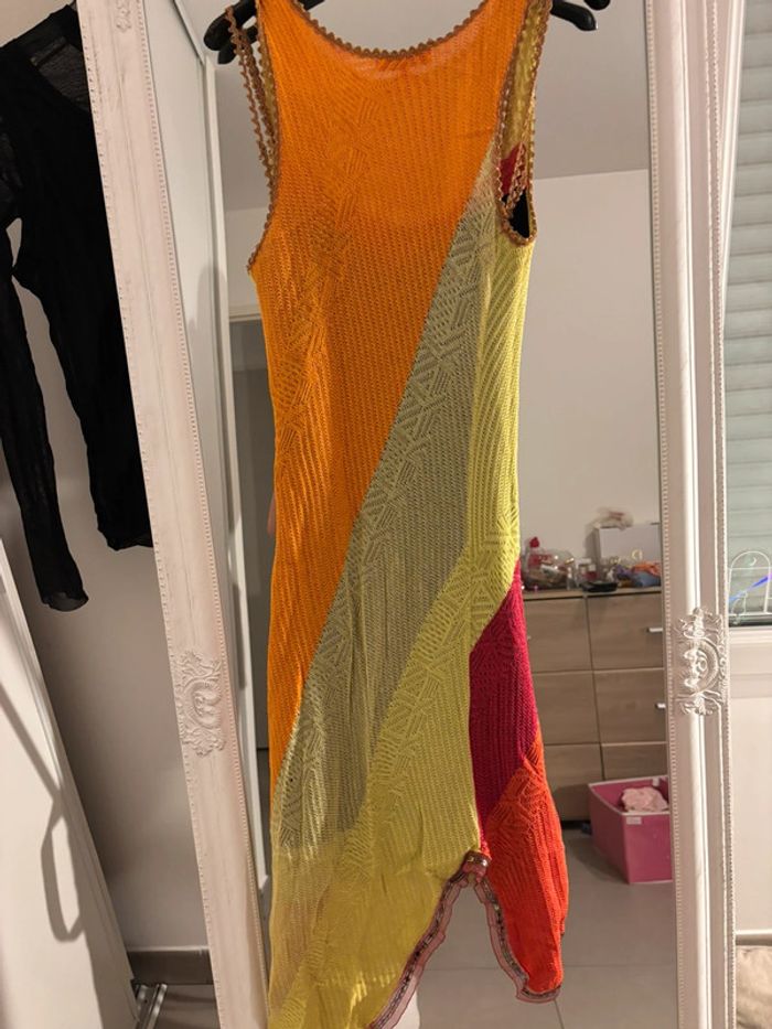Robe deux-en-un originale dentelle & résille colorée - photo numéro 9