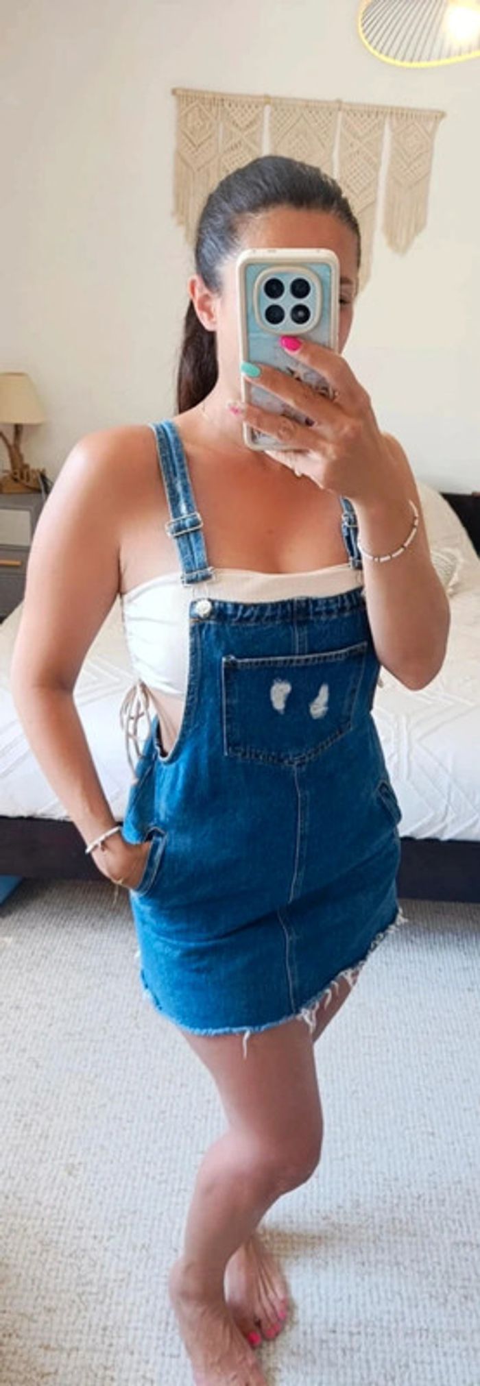 Robe courte salopette Pull & Bear M bleu 100% coton - photo numéro 2