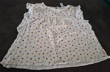 🍒 Tee-shirt blanc à motifs fruits – manches courtes 