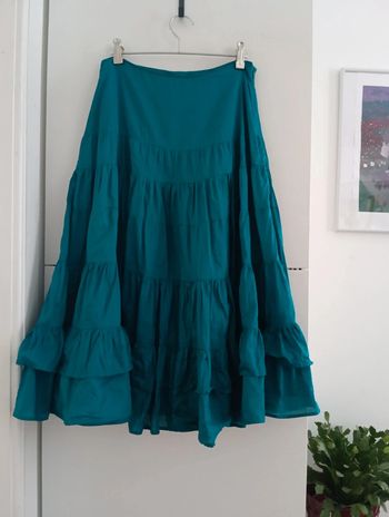 Jupe jupon vintage en coton turquoise