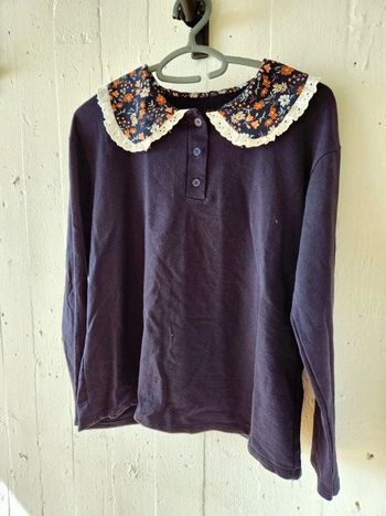 Pull léger col Claudine style vintage finitions crochets