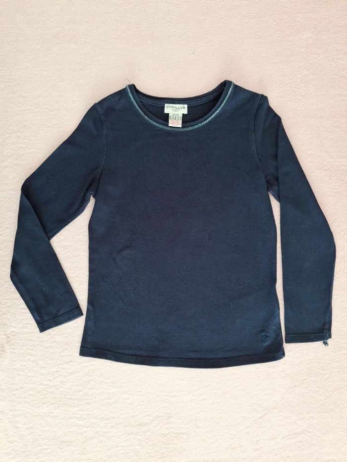 T-shirt manches longues 6 ans Cyrillus bleu marine stretch