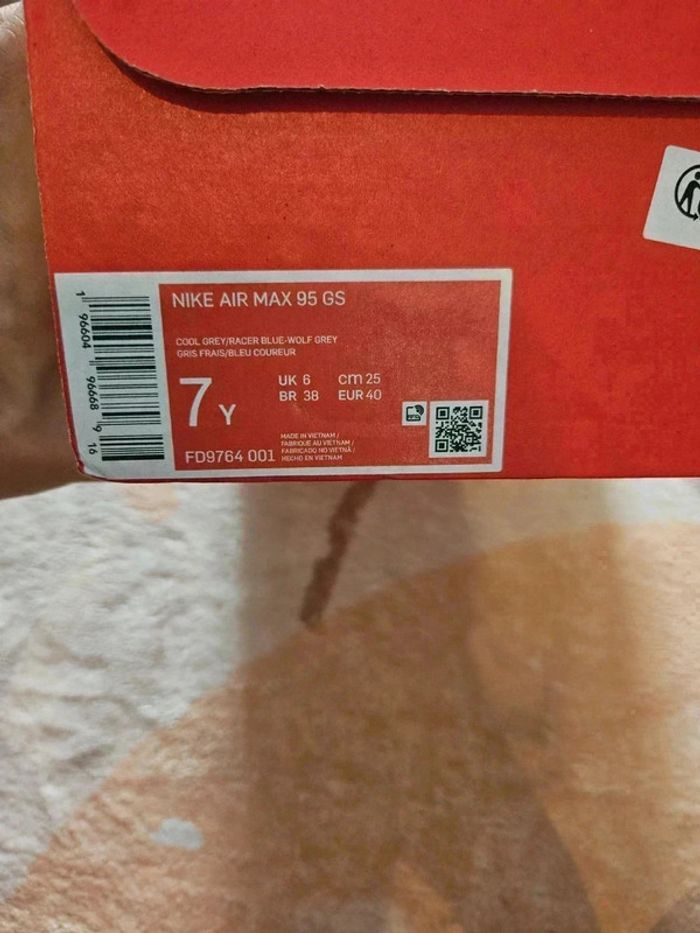 Nike Air Max 95 gris frais bleu coureur taille 40 - photo numéro 3