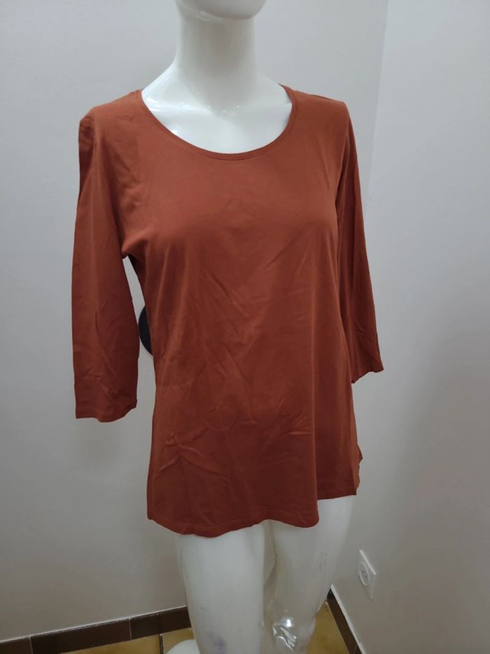 T shirt orange manche 3/4 kiabi taille XL - photo numéro 2