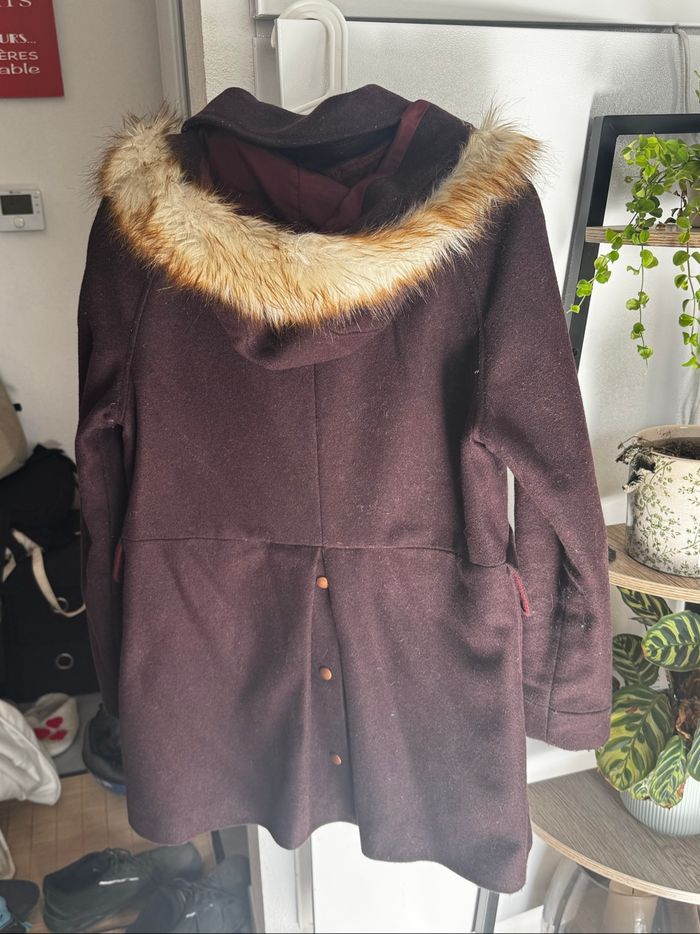 Manteau 62% laine KOOKAI lie de vin - photo numéro 4