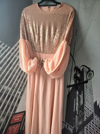 e longue saumon rosé Tavin tzille 42 – chic & élégante pour mariage/soirée"