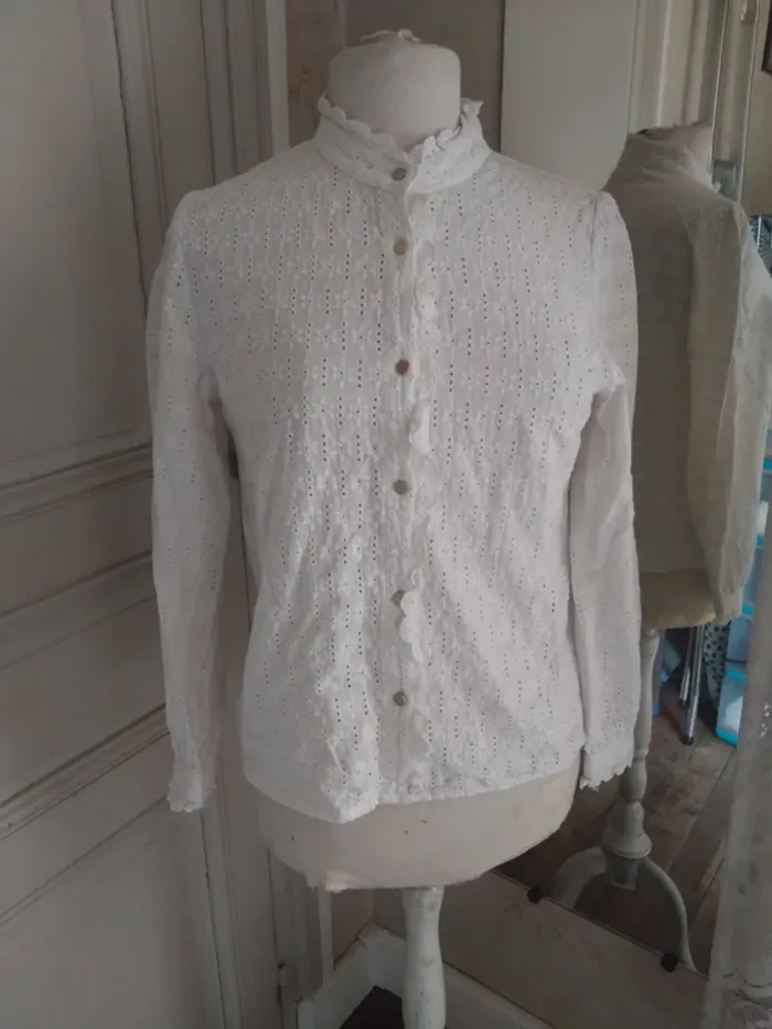 Blouse chemisette blanche stylé rétro Lovie & co t 38 m