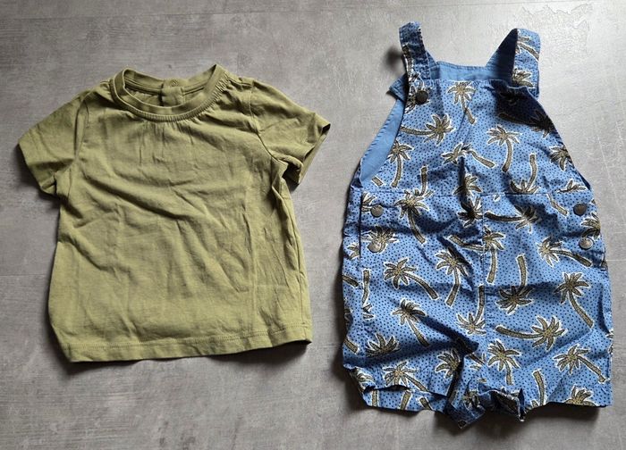 Ensemble salopette + t-shirt DPAM 9mois - photo numéro 2