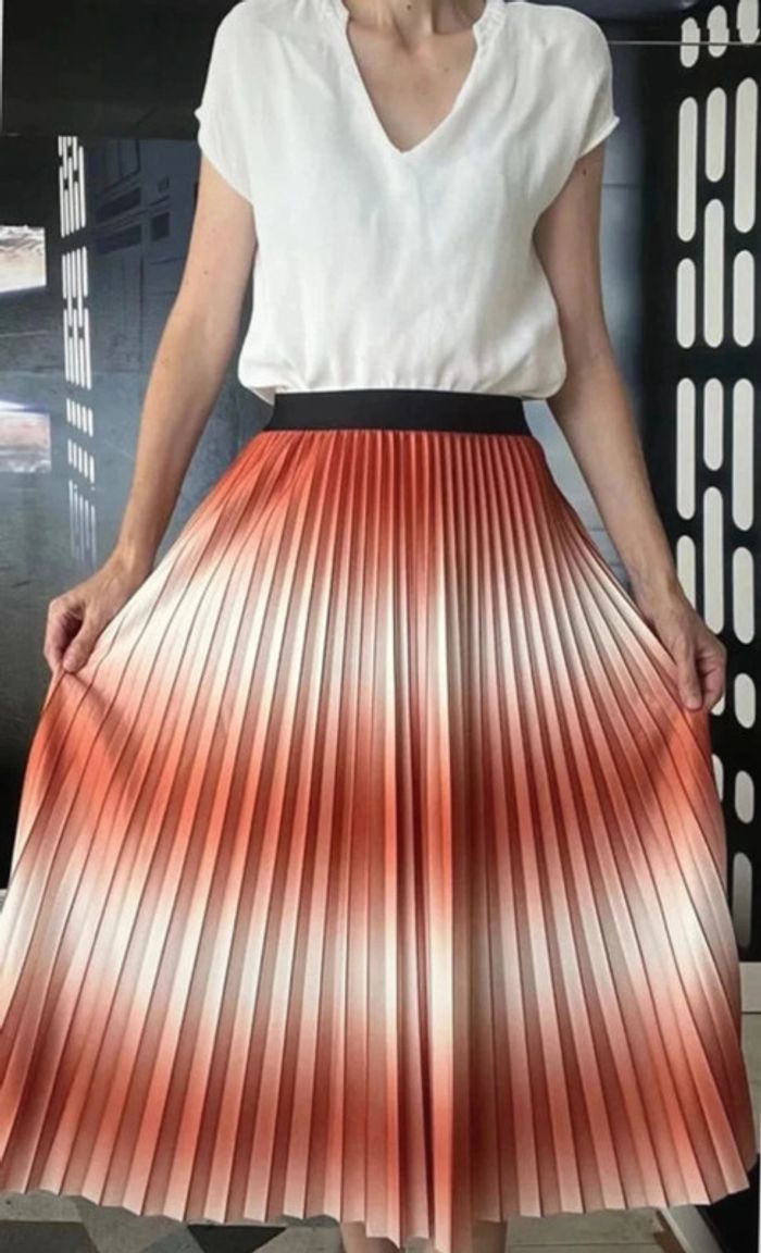 Jupe plissée dégradé corail - photo numéro 3