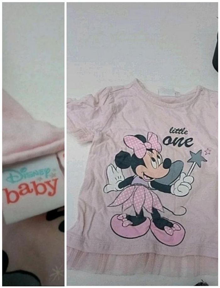 2 ans Disney Tee-shirt rose pale minnie a volant print été /Excellent état - photo numéro 4