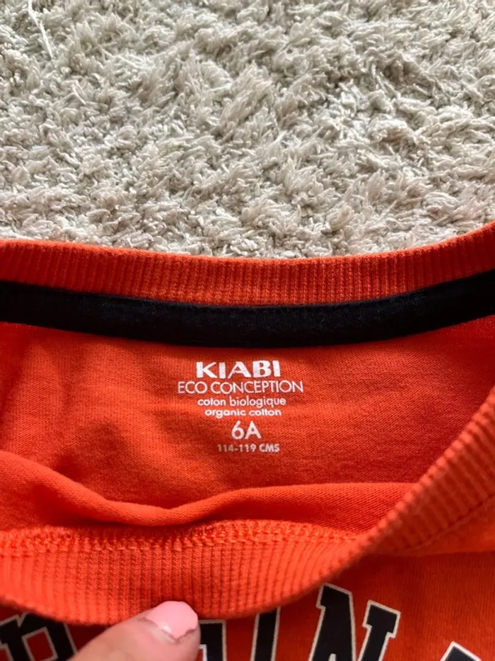 Teeshirt manches longues orange taille 6 ans marque Kiabi - photo numéro 3