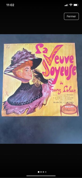 Vinyle 33 tours La veuve joyeuse de Franz Lehar