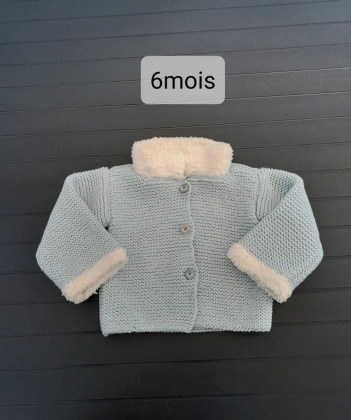 Gilet laine bleu papillon 🦋 6 mois fille