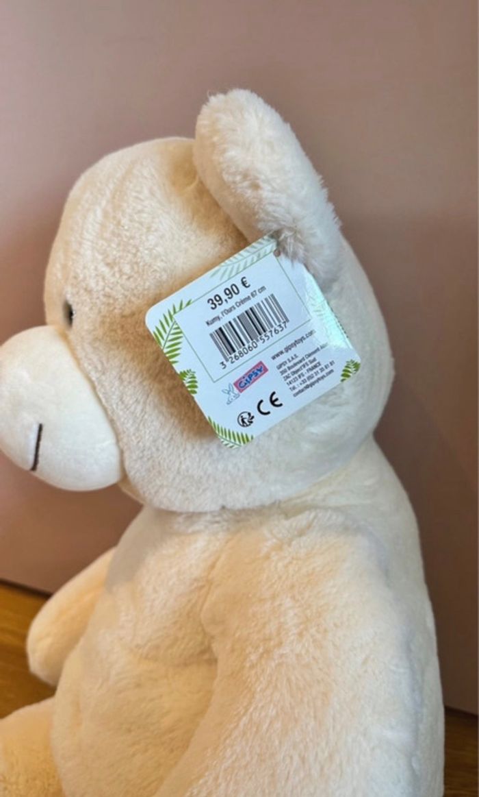 Peluche Gipsytoys Ours crème - 67cm - neuf avec étiquette - photo numéro 8