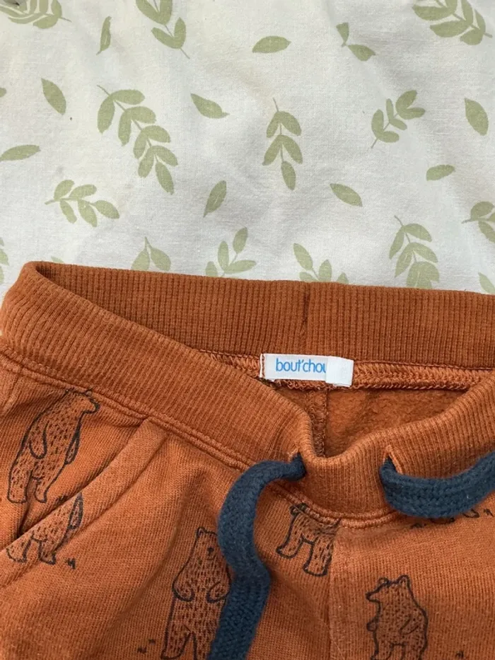 pantalon marron motifs ours 12 mois bout'chou lien de serrage - photo numéro 4