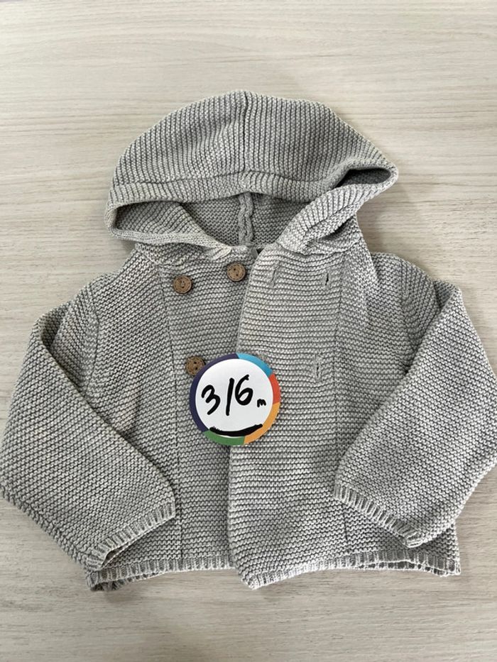Gilet gris ZY Baby 3/6 mois