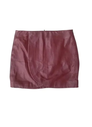 Mini jupe en cuir bordeaux Sézane modèle Bronx taille 36