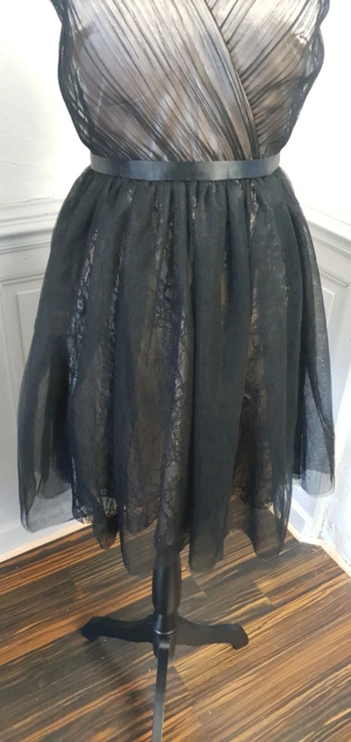 robe de soirée courte noir et beige buste drapée taille 40 - photo numéro 3