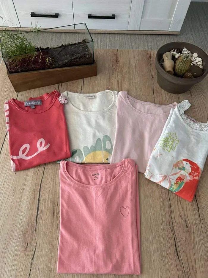 Lot 5 T-shirts fille 12 ans – Printemps/Été