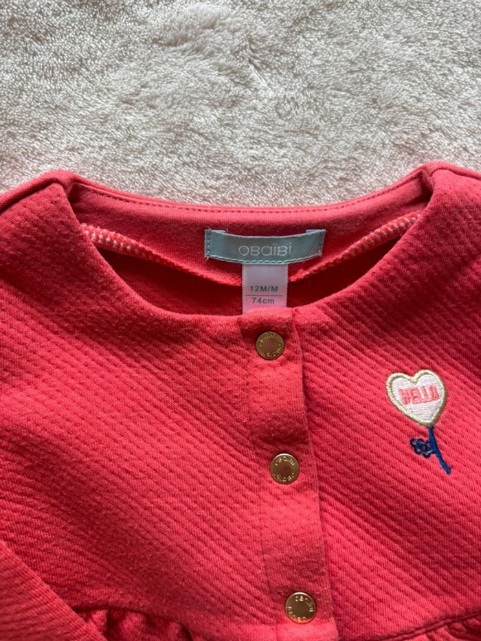 Ensemble obiaibi robe et gilet rouge 12 mois - photo numéro 6