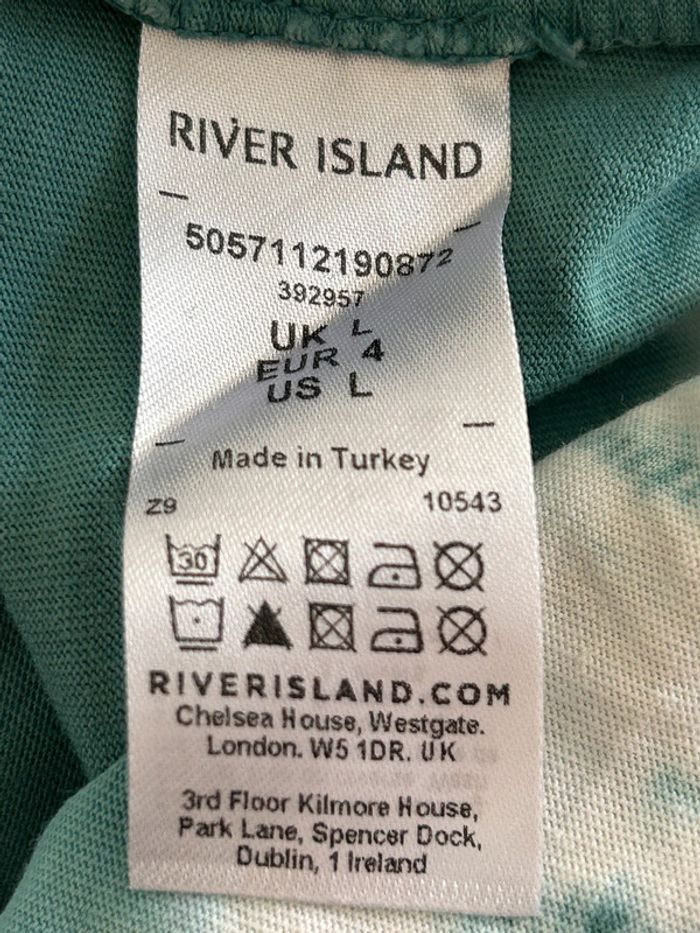 River Island Tee-shirt Manches Courtes Vert & Blanc Taille L - photo numéro 3